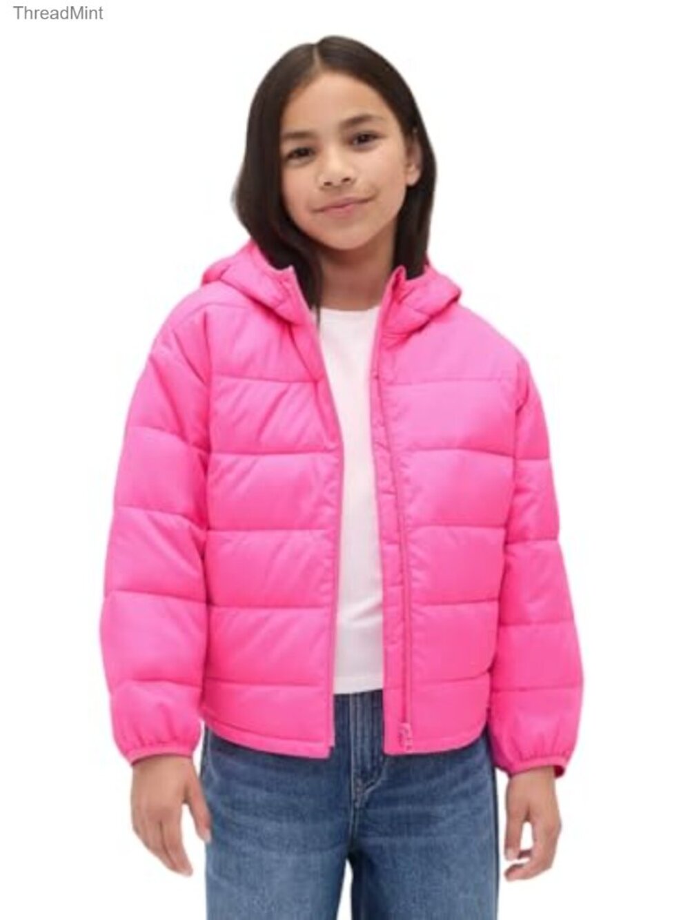 Girls Logo Lightweight Puffer Jacket Quilted Cotton Hooded